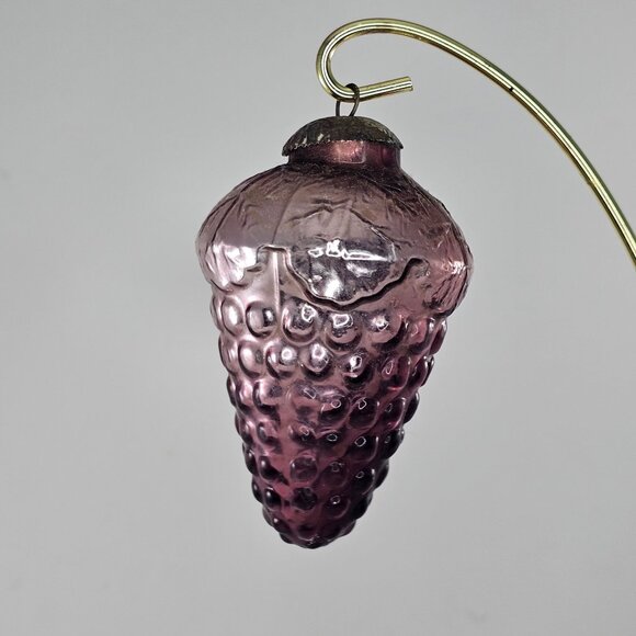 Vintage Kugel Style Grape Cluster Shaped Purple Glass Christmas Ornament - Picture 3 of 8